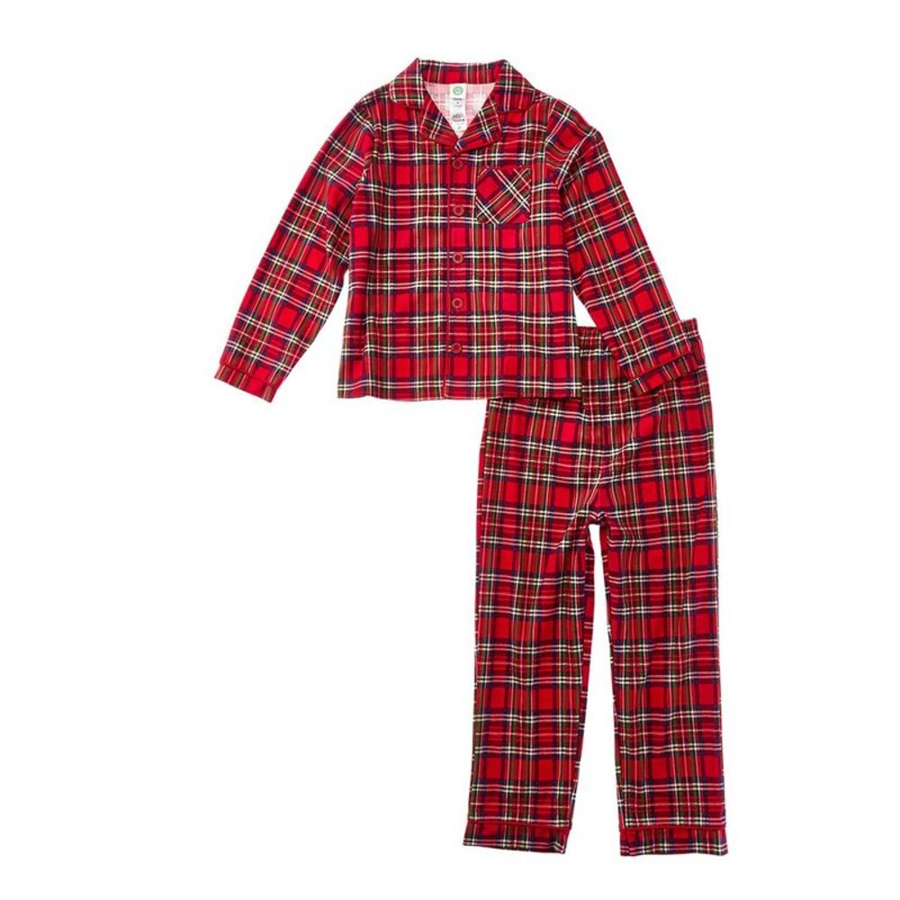 Little Me Girls Plaid Coat Pajama